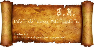 Böröczky Mátyás névjegykártya