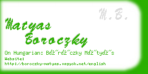 matyas boroczky business card